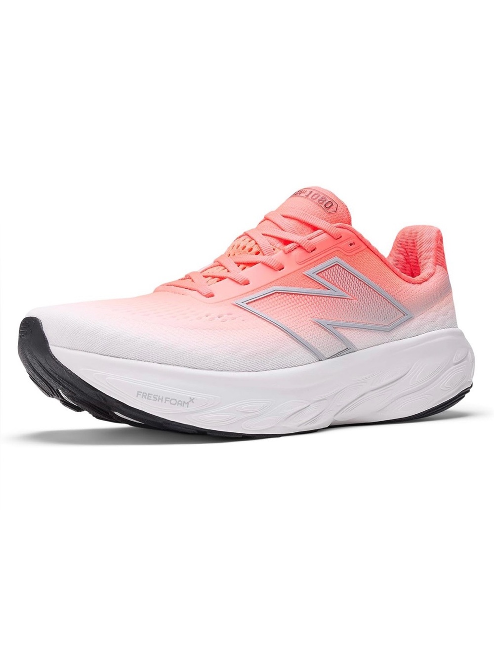 New Balance Women's White and Neon Pink Gradient Running Shoes
